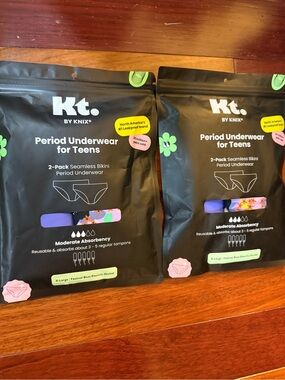 NEW Knix KT Teen Leakproof Seamless Bikini Period Underwear Sz XL 16-18 2 Pk